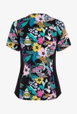 Cherokee Iflex Dreamy Jungle Pandas And Koalas Women's 2-Pocket STRETCH V-Neck Print Scrub Top -Cherokee Shop CK732DYJG 020223 2