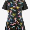 Cherokee Tooniforms Cuddles Cure All Doc McStuffins Women's 3-Pocket STRETCH V-Neck Print Scrub Top -Cherokee Shop CK757DCCA 100423 1