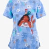 Cherokee Tooniforms Beach Buddies Moana Women's 2-Pocket STRETCH V-Neck Print Scrub Top -Cherokee Shop CK761MHBB 100423 1