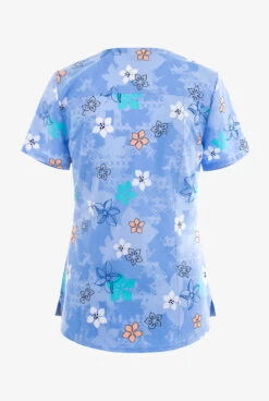 Cherokee Tooniforms Beach Buddies Moana Women's 2-Pocket STRETCH V-Neck Print Scrub Top -Cherokee Shop CK761MHBB 100423 2