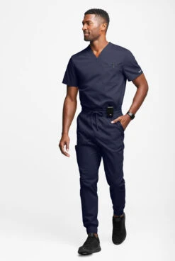 UA Exclusive Cherokee Workwear Professionals Active Men's 1-Pocket STRETCH V-Neck Scrub Top -Cherokee Shop CK915 NAVY 3 S HV