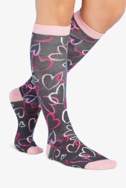 Cherokee Sketch Hearts Women's 10-15 MmHg Light Compression Socks -Cherokee Shop CKSKTHR 092523 2 HV