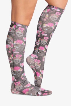 Cherokee Sugar Skull Flutter Women's 8-15 MmHg Light Compression Socks -Cherokee Shop CKSUGARSK 2 HV