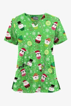 UA Butter-Soft STRETCH Christmas Treats Ruby Women's 2-Pocket V-Neck Printed Scrub Top