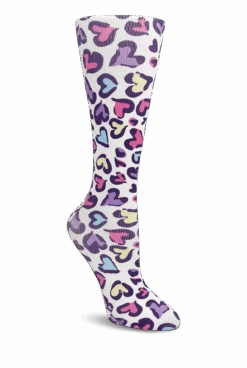 Cutieful Leopard Hearts Women's 10-18 MmHg Wide Light Compression Socks