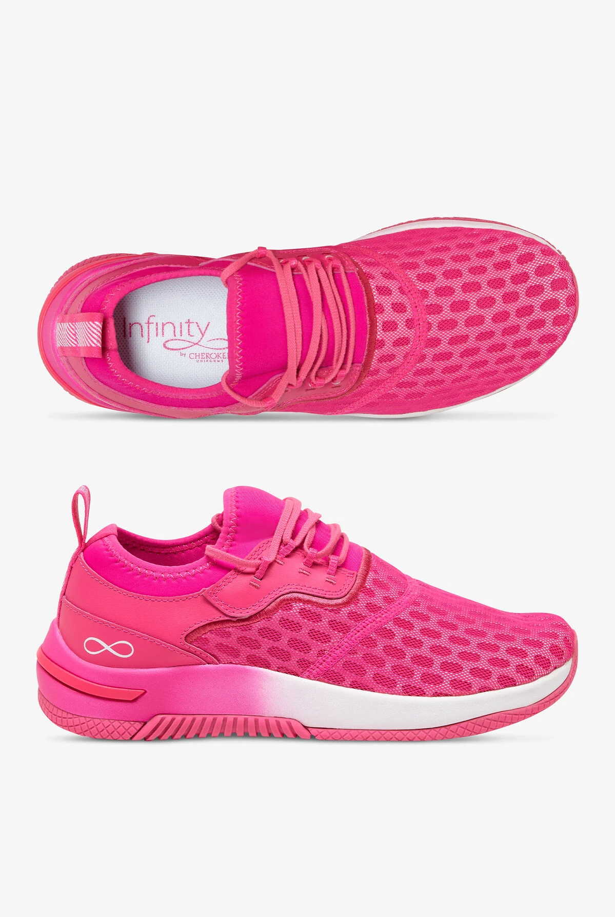 Infinity By Cherokee Women's Dart Electric Pink/White Athletic Lace Up Nursing Shoes 3 Infinity By Cherokee Women's Dart Electric Pink/White Athletic Lace Up Nursing Shoes