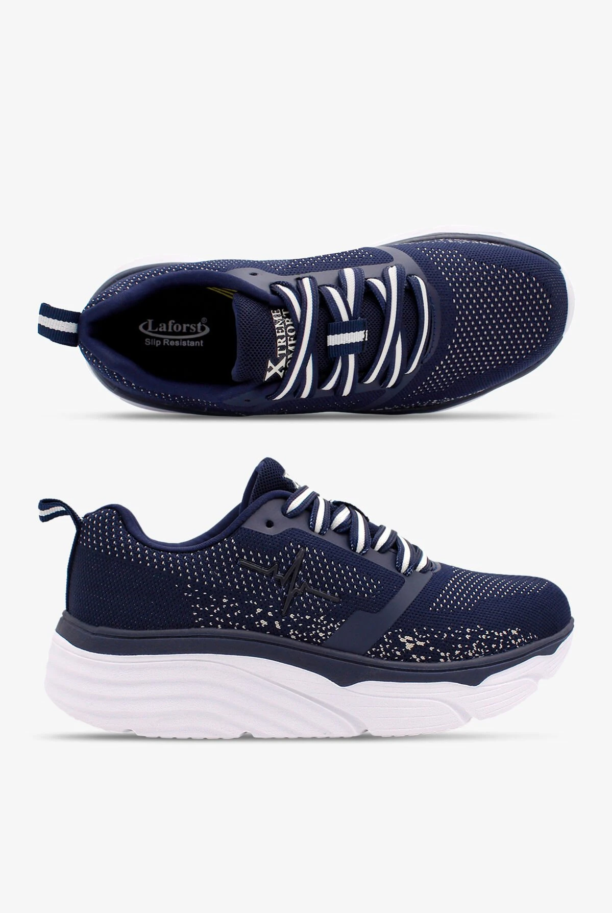 LaForst Women's Extreme Comfort Heart Beat Navy Athletic Lace Up Nursing Shoes 3 LaForst Women's Extreme Comfort Heart Beat Navy Athletic Lace Up Nursing Shoes