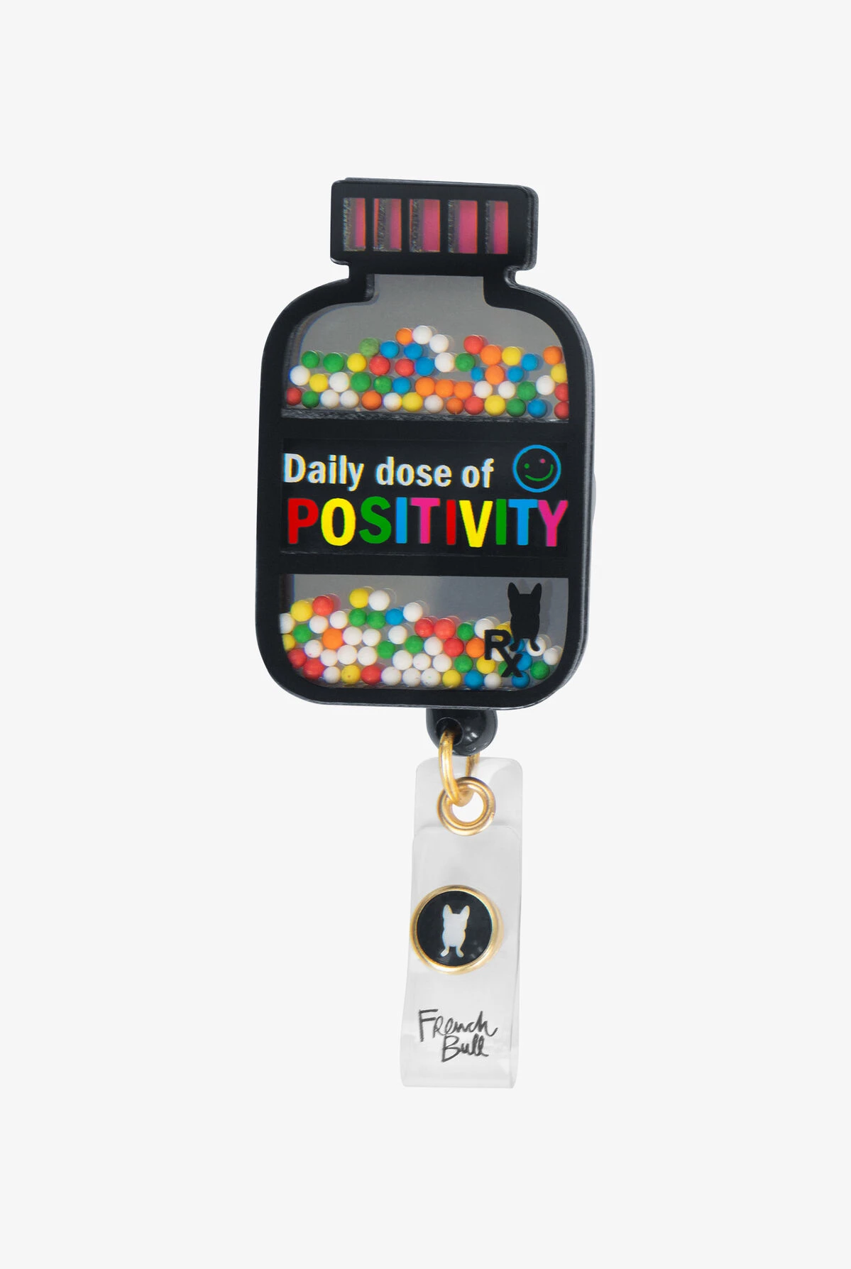 French Bull By Koi Pill Bottle Shaker ID Badge Holder 3 French Bull By Koi Pill Bottle Shaker ID Badge Holder