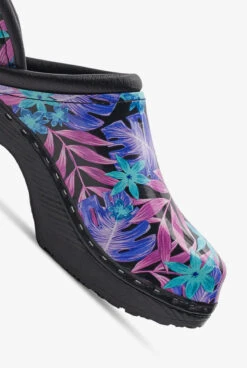 C&C Sweden Women's Floral Luau Black Patent Leather Nursing Clogs 10 C&C Sweden Women's Floral Luau Black Patent Leather Nursing Clogs -Cherokee Shop FLORLUAU 3