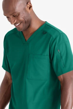 Grey's Anatomy™ By Barco Spandex STRETCH Murphy Men's 2-Pocket V-Neck Scrub Top -Cherokee Shop GRS079 HUNTE 3 HV