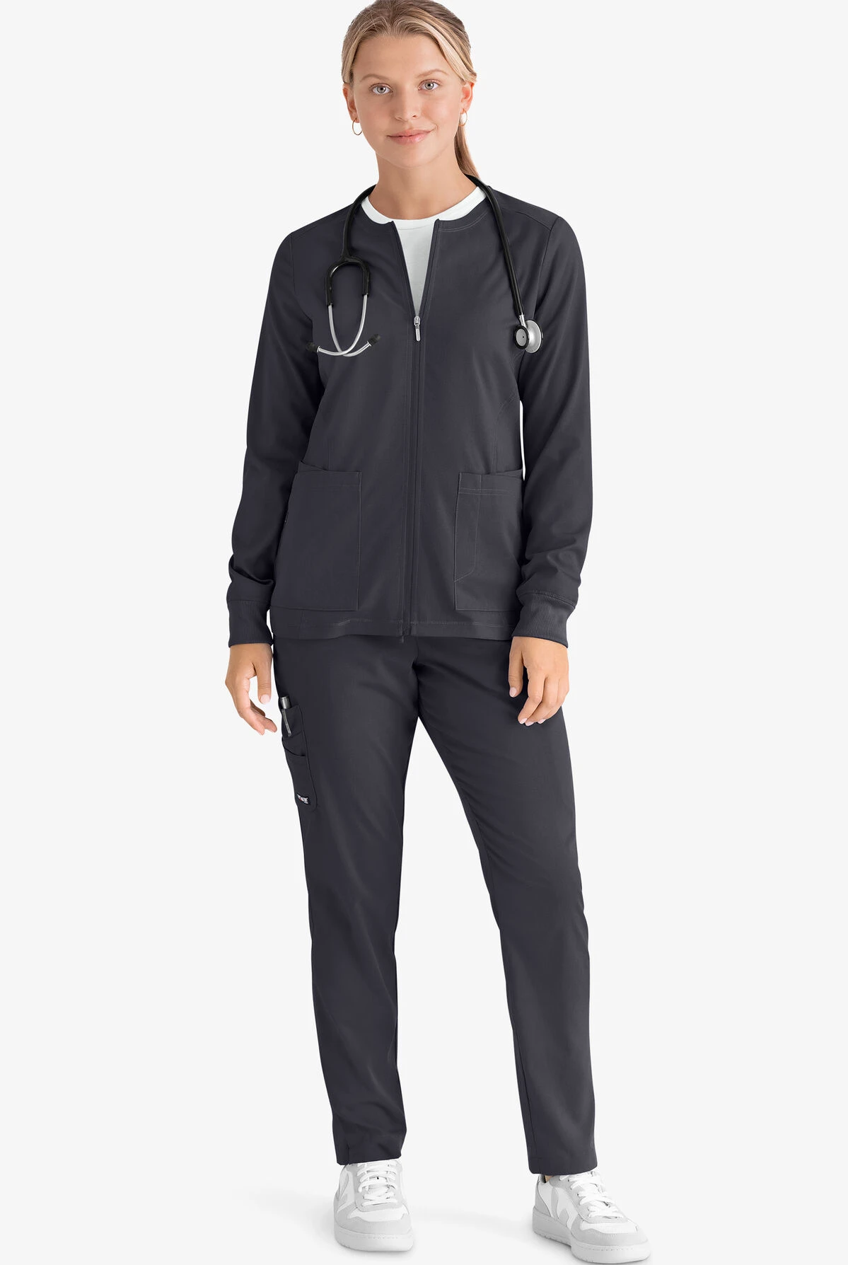 Grey's Anatomy™ By Barco Spandex STRETCH Gianna Women's 5-Pocket Zip Front Scrub Jacket 4 Grey's Anatomy™ By Barco Spandex STRETCH Gianna Women's 5-Pocket Zip Front Scrub Jacket - Image 2