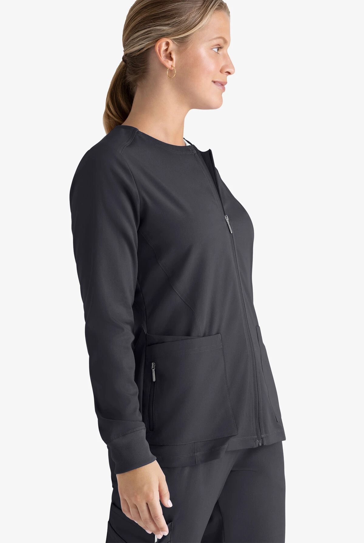 Grey's Anatomy™ By Barco Spandex STRETCH Gianna Women's 5-Pocket Zip Front Scrub Jacket 5 Grey's Anatomy™ By Barco Spandex STRETCH Gianna Women's 5-Pocket Zip Front Scrub Jacket - Image 3