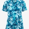 Green Town Blue Tie Dye Stars And Hearts Women's 3-Pocket STRETCH V-Neck Print Scrub Top 1 Green Town Blue Tie Dye Stars And Hearts Women's 3-Pocket STRETCH V-Neck Print Scrub Top -Cherokee Shop GT501BTD 1