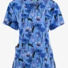 Green Town Tulips Floral Women's 3-Pocket STRETCH V-Neck Print Scrub Top -Cherokee Shop GT501TUL 1