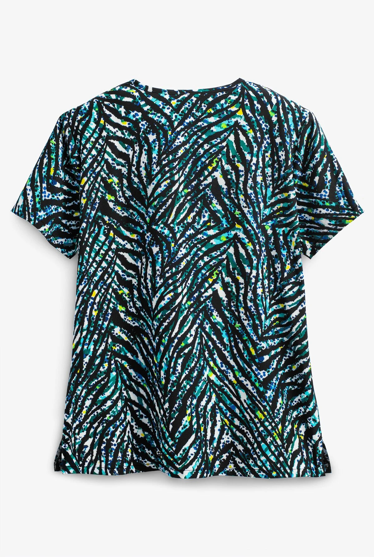 Green Town Wild Side Women's 3-Pocket V-Neck STRETCH Print Scrub Top 4 Green Town Wild Side Women's 3-Pocket V-Neck STRETCH Print Scrub Top - Image 2