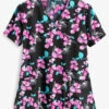 Green Town Abstract Honey Suckle Women's 3-Pocket Mock Wrap Print Scrub Top -Cherokee Shop GT507ABH 1