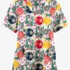 Butter-Soft Originals Baubles And Berries Women's 2-Pocket Classic Fit V-Neck Printed Scrub Top -Cherokee Shop H1162BBWT 1