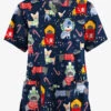 Butter-Soft Originals Cuddly Pups Navy Women's 2-Pocket Classic Fit V-Neck Printed Scrub Top