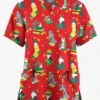 Butter-Soft Originals Playful Christmas Red Women's 2-Pocket Classic Fit V-Neck Printed Scrub Top -Cherokee Shop H1162PCRR 092823 1