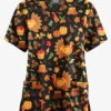 Butter-Soft Originals Pumpkin Hunt Black Printed Women's 2-Pocket Classic Fit V-Neck Scrub Top -Cherokee Shop H1162PTBL 092823 1