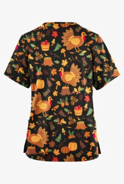 Butter-Soft Originals Pumpkin Hunt Black Printed Women's 2-Pocket Classic Fit V-Neck Scrub Top -Cherokee Shop H1162PTBL 092823 2