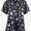 Butter-Soft Originals Winter Nights Black Printed Women's 2-Pocket Classic Fit V-Neck Scrub Top -Cherokee Shop H1162WNBL 092823 1