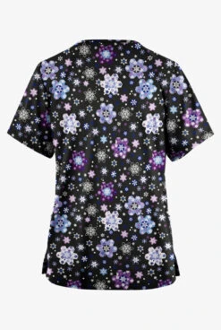 Butter-Soft Originals Winter Nights Black Printed Women's 2-Pocket Classic Fit V-Neck Scrub Top -Cherokee Shop H1162WNBL 092823 2