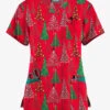 Butter-Soft Originals Holiday Frost Real Red Women's 7-Pocket Rounded V-Neck Printed Scrub Top