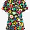 Butter-Soft Originals Jolly Baubles Black Printed Women's 7-Pocket Rounded V-Neck Scrub Top -Cherokee Shop H1638JBBL 092823 1