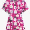 Butter-Soft Originals Morning Treats Fuchsia Women's 7-Pocket Rounded V-Neck Printed Scrub Top -Cherokee Shop H1638MTFC 092823 1