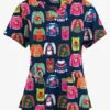 Butter-Soft Originals Christmas Sweaters Navy Women's 4-Pocket Rounded V-Neck Printed Scrub Top -Cherokee Shop H2697CRNV 092823 1