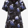 Healing Hands Wicked Moon Halloween Women's 3-Pocket STRETCH Y-Neck Print Scrub Top 2 Healing Hands Wicked Moon Halloween Women's 3-Pocket STRETCH Y-Neck Print Scrub Top -Cherokee Shop HE227WIM 1