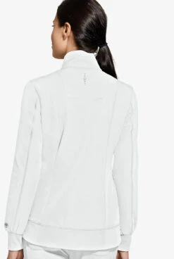 Healing Hands 360 Carly Women's 5-Pocket STRETCH Zip-Up Stand Collar Scrub Jacket -Cherokee Shop HE5068 092223 WHITE 3