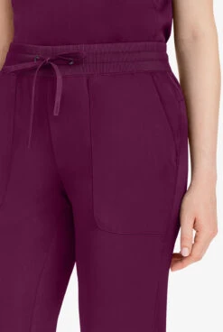 HH Works By Healing Hands Raine Women's 5-Pocket STRETCH Drawstring Pant - Petite -Cherokee Shop HE9530 WINE 3