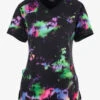 Cherokee Infinity Color-blur Texture Tie Dye Women's 3-Pocket STRETCH Mock Wrap Print Scrub Top -Cherokee Shop IN608CLBT 100423 1