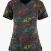 Cherokee Infinity Pop Beats EKG Hearts Women's 3-Pocket STRETCH V-Neck Print Scrub Top -Cherokee Shop IN609PBTS 100423 1
