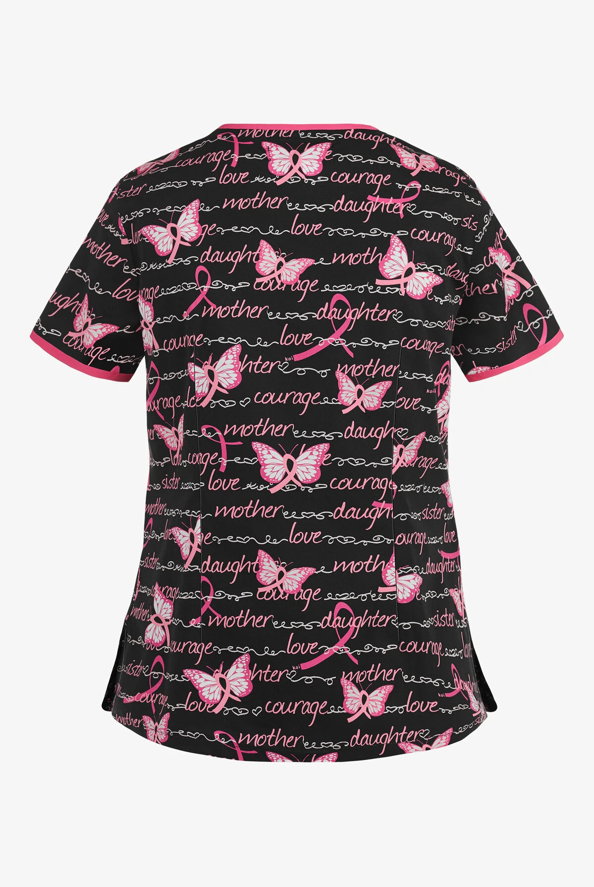 Koi Butterfly & Words Fashion Eve Women's 2-Pocket Y-Neck Print Scrub Top 4 Koi Butterfly & Words Fashion Eve Women's 2-Pocket Y-Neck Print Scrub Top - Image 2