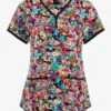 Koi Tokidoki Stay Groovy Women's 2-Pocket STRETCH Y-Neck Print Scrub Top -Cherokee Shop K1017SGY 100423 1