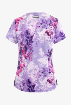 Koi Next Gen Fleur Garland Floral Women's 2-Pocket STRETCH V-Neck Print Scrub Top -Cherokee Shop K1029FGD 2