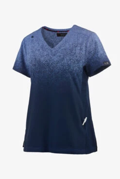 Koi Basics Cali Ombre Heather Galaxy/ Navy V Neck Print Scrub Top -Cherokee Shop K1031HGA 3