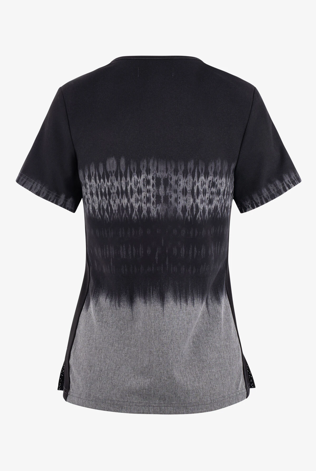 Koi Basics Cali Tie Dye Black/Heather Grey V-Neck Print Scrub Top 4 Koi Basics Cali Tie Dye Black/Heather Grey V-Neck Print Scrub Top - Image 2