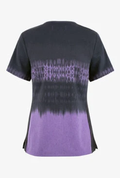 Koi Basics Cali Tie Dye Charcoal/Heather Wisteria V-Neck Print Scrub Top -Cherokee Shop K1031TDC 2