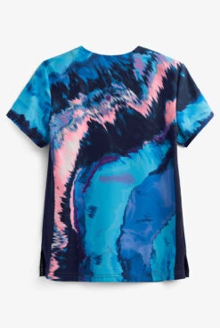 Koi Lite™ Reform Blue Marble Women's 2-Pocket V-Neck Print Scrub Top -Cherokee Shop K1045MBL 2