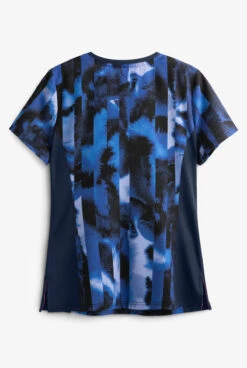 Koi Lite™ STRETCH Watermark Stripe Blues Women's 3-Pocket Mock Wrap Print Scrub Top 5 Koi Lite™ STRETCH Watermark Stripe Blues Women's 3-Pocket Mock Wrap Print Scrub Top -Cherokee Shop K1049WBS 2