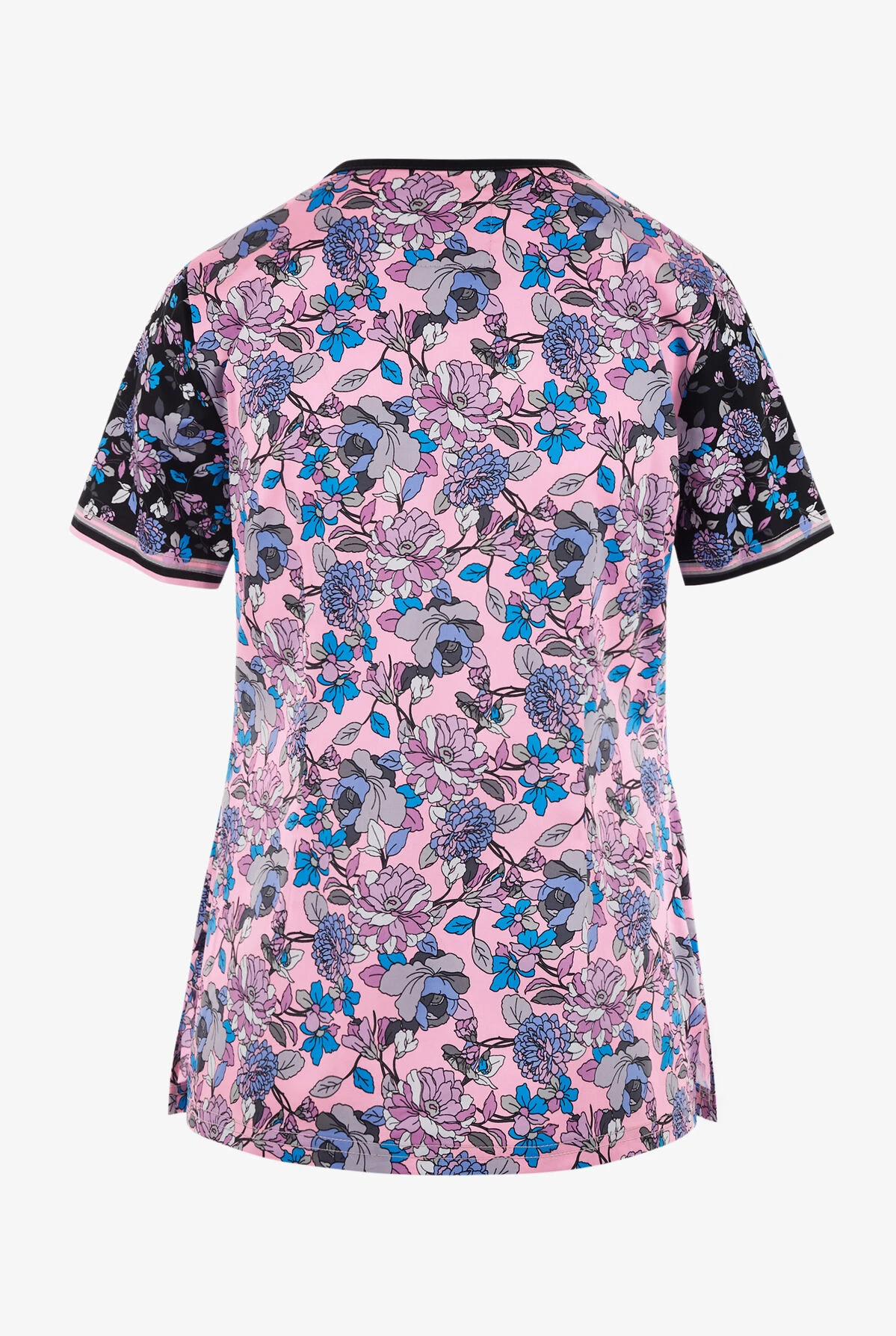 Koi Stretch Enchanted Garden Floral Women's 4-Pocket STRETCH Y-Neck Print Scrub Top 4 Koi Stretch Enchanted Garden Floral Women's 4-Pocket STRETCH Y-Neck Print Scrub Top - Image 2