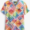 Koi Basics Colorful Pride Patch Unisex 1-Pocket STRETCH V-Neck Print Scrub Top -Cherokee Shop K1067PDH 1