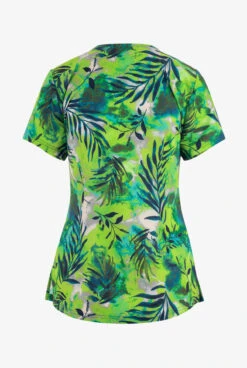 Koi Planet Koi Breezy Palm Women's 2-Pocket STRETCH V-Neck Print Scrub Top -Cherokee Shop K1079BZP 092023 2