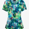 Planet Koi Palm Oasis Tie Dye Women's 3-Pocket STRETCH V-Neck Print Scrub Top -Cherokee Shop K1079POA 1