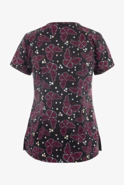 Koi Lite Starry Butterflies Women's 2-Pocket STRETCH V-Neck Print Scrub Top -Cherokee Shop K1082SBF 100423 2