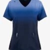 Koi Lite Ceil/Navy Ombre Women's 2-Pocket STRETCH V-Neck Print Scrub Top -Cherokee Shop K1088CEN 100423 1